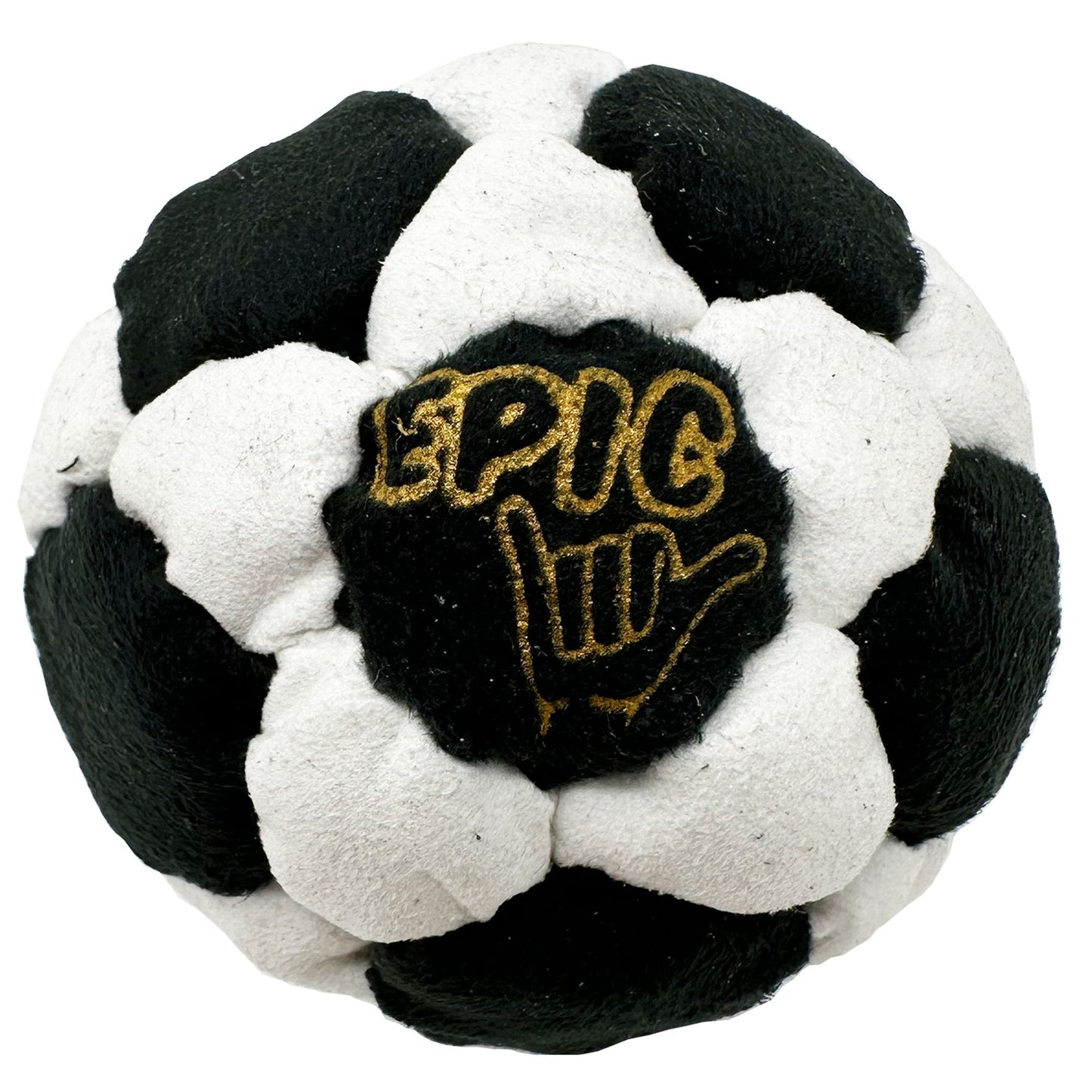 Orange and yellow Epic 32-panel hacky sack in Sunset Blaze colorway
